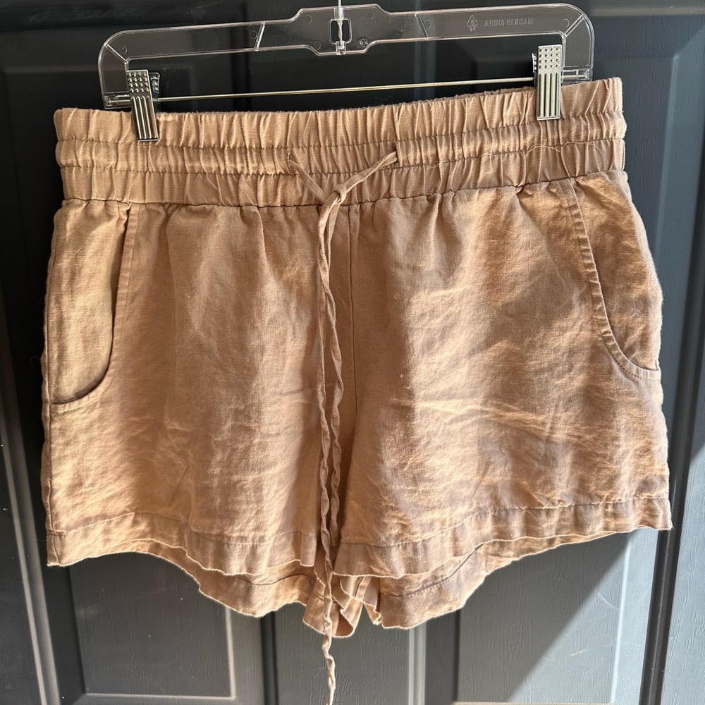 EUC INC International Concepts 💯 Linen High Waist Tan Shorts Waist 16.5" Stretch